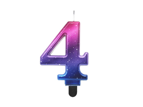 Night Sky metallic number candle - 4 - four