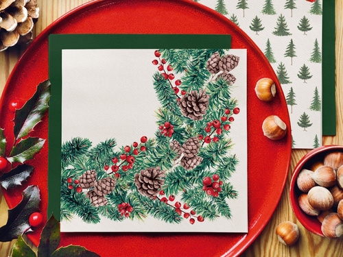 Christmas napkins Spruce branch - 33 cm - 20 pcs.