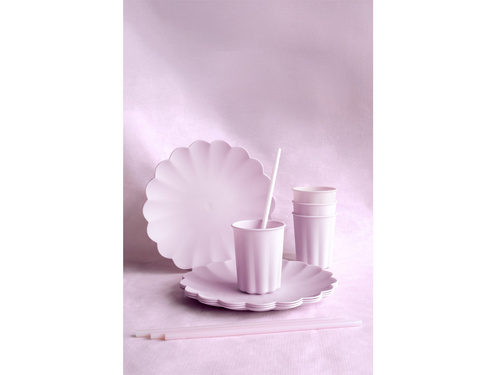 Talerzyki plastikowe fioletowe z falbanką - 22 cm - 4 szt.