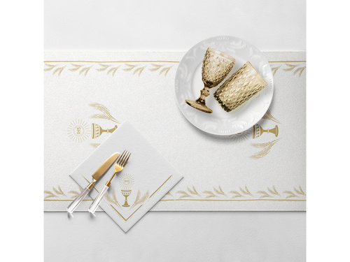 Decoration table runner for the First Holy Communion gold - 40 cm x 24 m - 1 pcs.