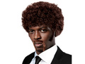 Pulp afro wig with moustache and sideburns