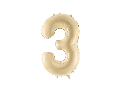 Number 3 Beige Foil Balloon - 72 cm - 1 pc
