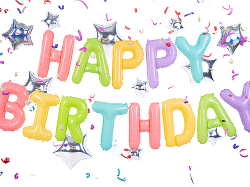Happy Birthday pastel foil balloon - 395x35 cm - 1 set