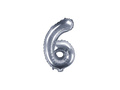 Foil balloon number 6 silver - 35 cm