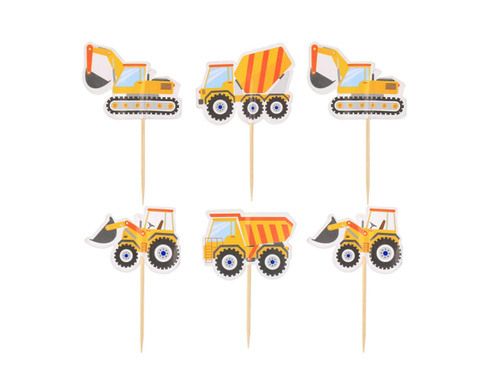 Construction site cupcake pickers - 6 pcs.