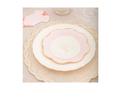 Talerzyki papierowe Sweet Baby - różowe - 21,5 cm - 6 szt.