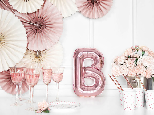 Foil balloon letter "B" pink and gold - 35 cm
