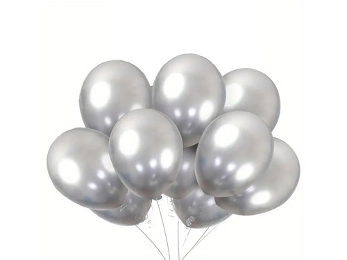 Metallic silver latex balloons - 30 cm - 10 pcs.