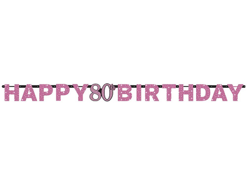 Happy Birthday banner for eighty - 213 cm - 1 pcs.