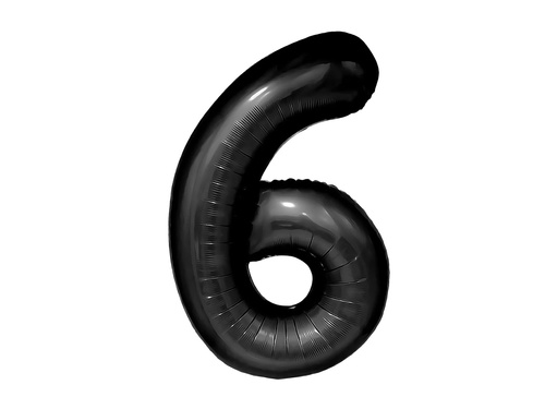 Balon foliowy cyfra 6 czarna - 100 cm - 1 szt.