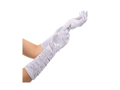 Rękawiczki karnawałowe srebrne długie - 42 cm