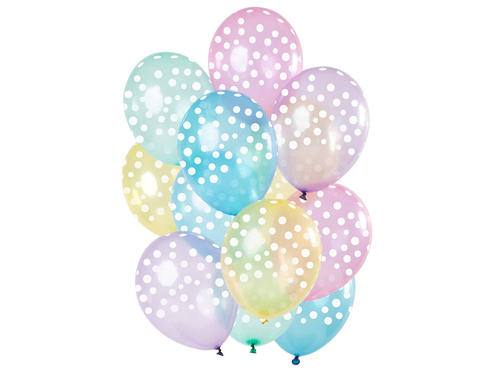 Set of transparent polka dot balloons - 30 cm - 12 pcs.