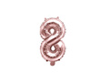 Balon foliowy cyfra 8 złoty róż - 35 cm