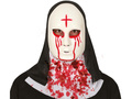 Rubber nun mask with hood - 1 pc