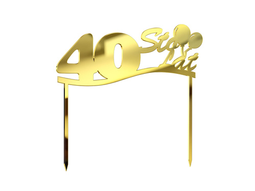 Gold mirrored plexiglass topper for 40th birthday cake
