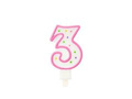 Świeczka cyferka trójka 3 z kropeczkami - 1 szt.