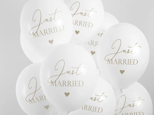 Just Married printed wedding balloons - 30 cm - 6 pcs.