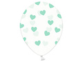 Transparent balloons Hearts green - 30 cm - 6 pcs.