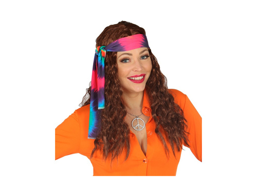 Brązowa peruka hipis z opaską