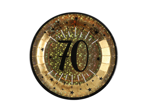 Sparkling seventieth birthday plates - 22,5 cm - 10 pcs.