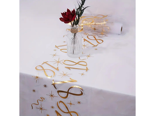 Dekoracja bieżnik na stół z nadrukiem na 18 urodziny - 28 cm x 2,5 m - 1 szt.