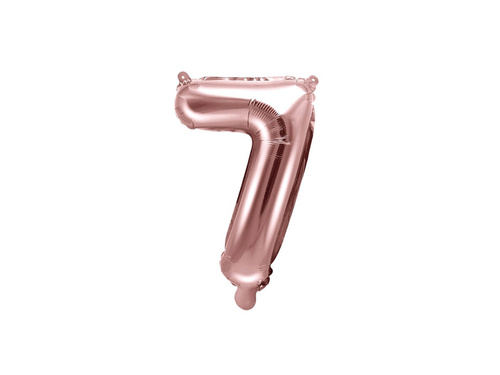 Foil balloon number 7 golden pink - 35 cm
