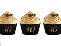 Sparkling cupcake liners for fortieth birthday - 6 pcs.
