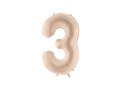 Number 3 Beige Foil Balloon - 72 cm - 1 pc