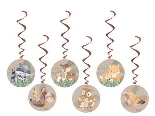 Hanging birthday decoration Forest Animals - 6 pcs.