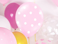 Light pink latex balloons with white dots - 30 cm - 6 pcs.