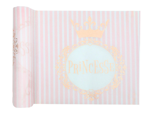 Princesse birthday runner with pink and gold crown - 30 cm x 3 m - 1 pc.