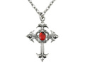 Adults Gothic cross necklace with red gem