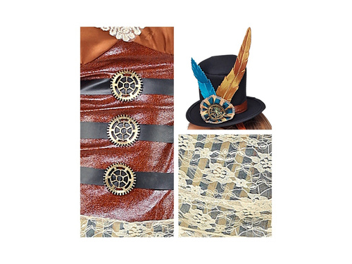 Strój Steampunk z chokeren i rękawiczkami