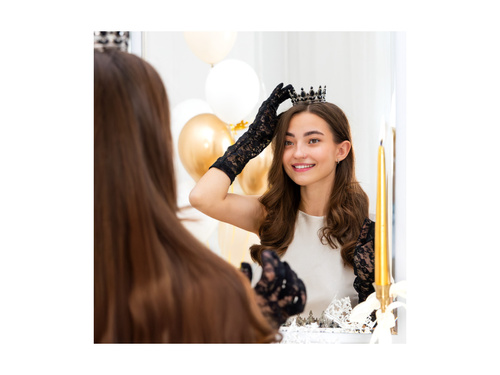 Korona na tort - 10 cm - srebrna z kryształkami - 1 szt.