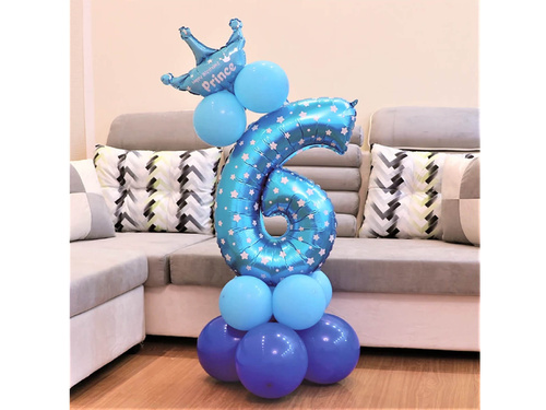 Set of balloons with the number six blue - 15 pcs.