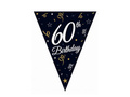 Black flag banner with the inscription 60th Birthday - 270 cm - 1 pcs.
