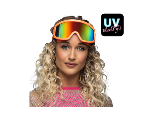 Imprezowe gogle narciarskie neonowe pomarańczowe