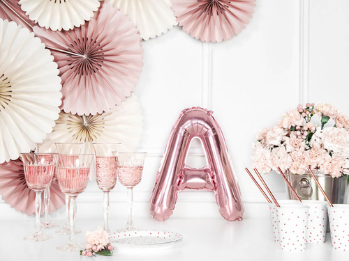 Foil balloon letter "A" pink and gold - 35 cm