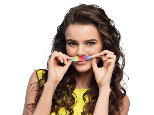 Self-adhesive moustache Rainbow - 6 pcs