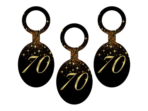 Sparkling vodka pendants for seventieth birthday - 8 pcs.