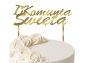 Gold mirrored plexiglass topper for IHS I Communion cake