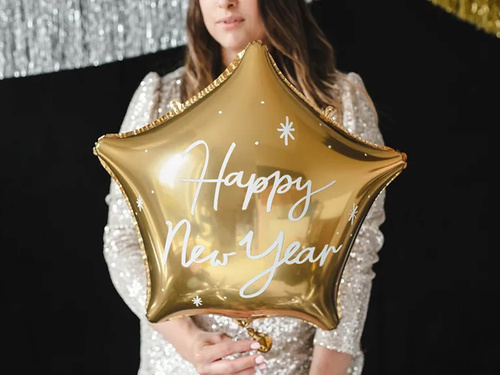 Foil balloon Star Happy New Year - 38 x 44 cm - 1 pc.