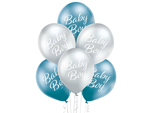 Balony lateksowe Baby Boy Glossy - 30 cm - 6 szt.