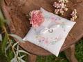 White ring pillow with flowers - 1 pc.