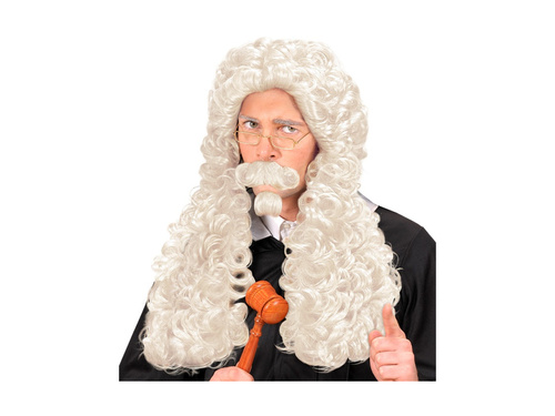 Peruka Sędziego z wąsami i kozią bródką