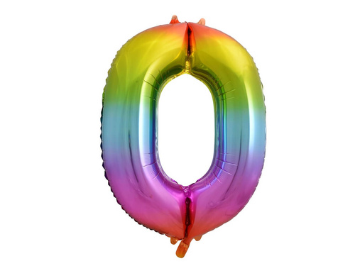 Foil balloon number 0 rainbow - 85 cm - 1 pc.