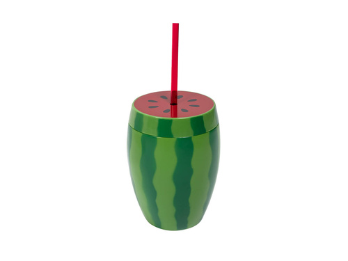 Watermelon cup with straw