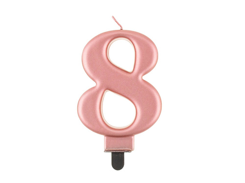 Metallic number candle rose gold - 8 - eight