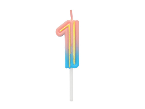 Neon number candle - 1 - one