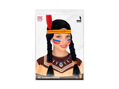 Peruka Indianki z opaską i piórem
